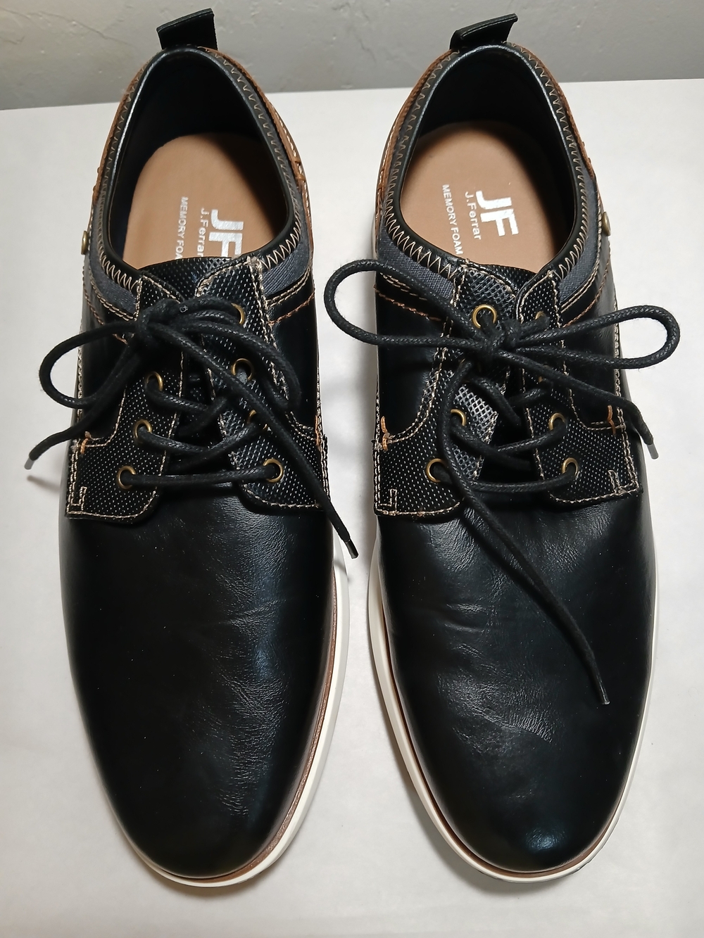 JF Memory Foam Men’s Black & Brown Lace-Up Oxford Shoes 9.5M